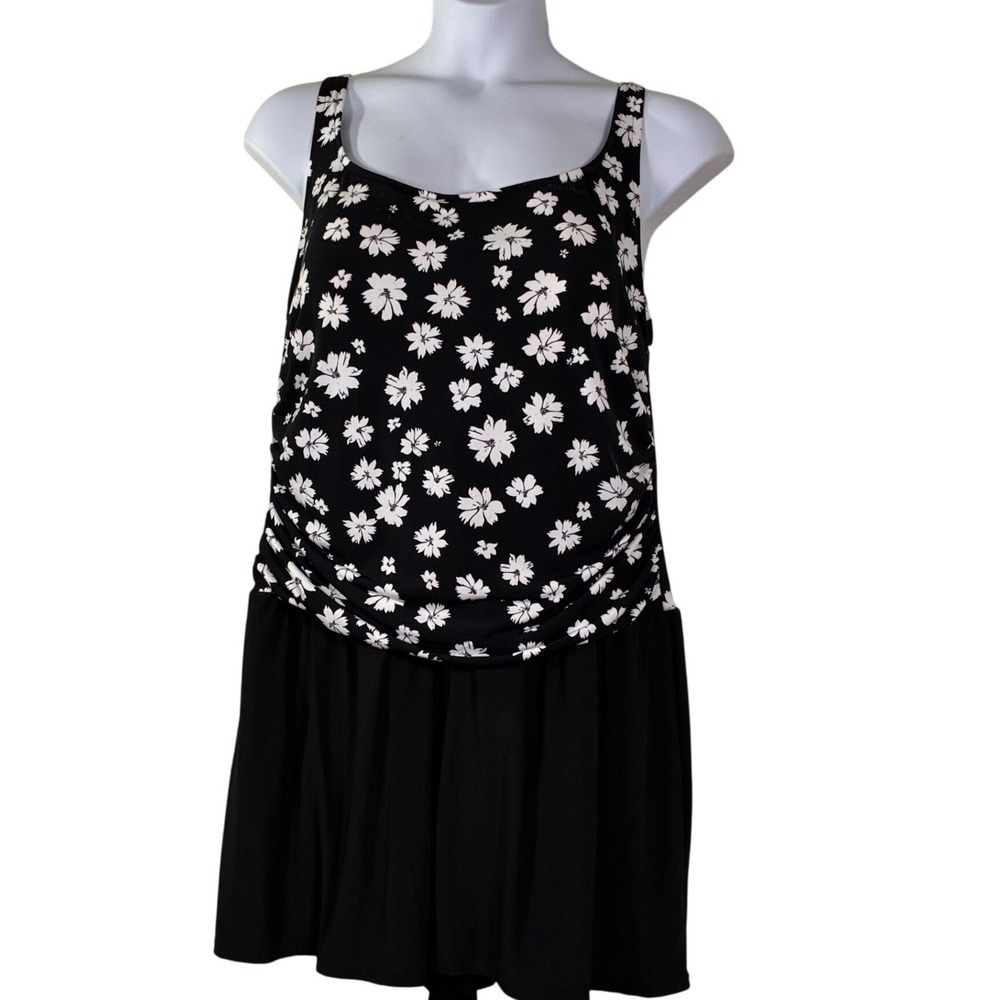 SlimSwim 3X Black White One Piece Romper swim suit Magic Brands NEW